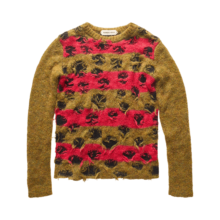 Namacheko Double Layer Intarsia Crewneck Sweater "Green"