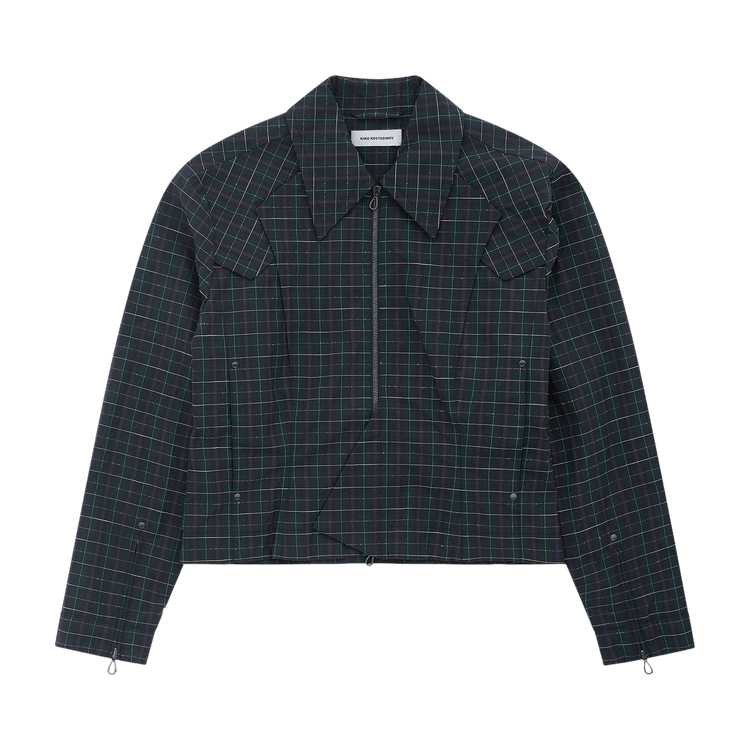 Kiko Kostadinov Kraner Cropped Blouson "Forest Check"