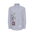 Thom Browne Seersucker Framed Floral Shirt "Navy"