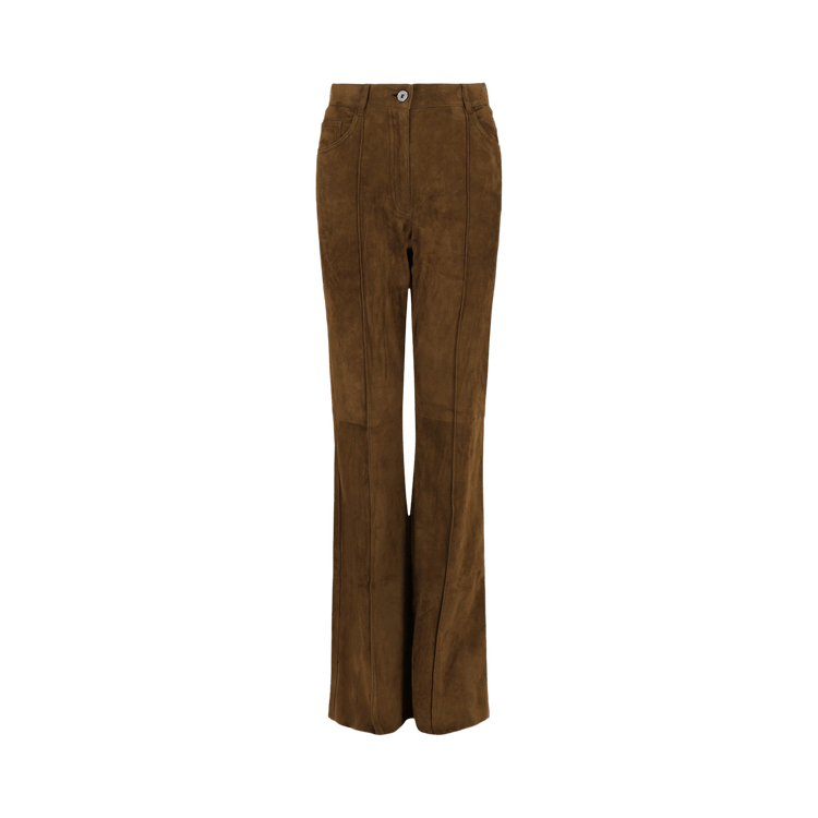Ferragamo Suede Flared Pants "Brown"