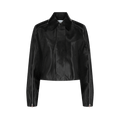 Ferragamo Zip-Detail Cropped Leather Jacket "Black"