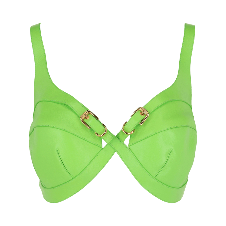 Givenchy Crisscross Leather Top "Bright Green"