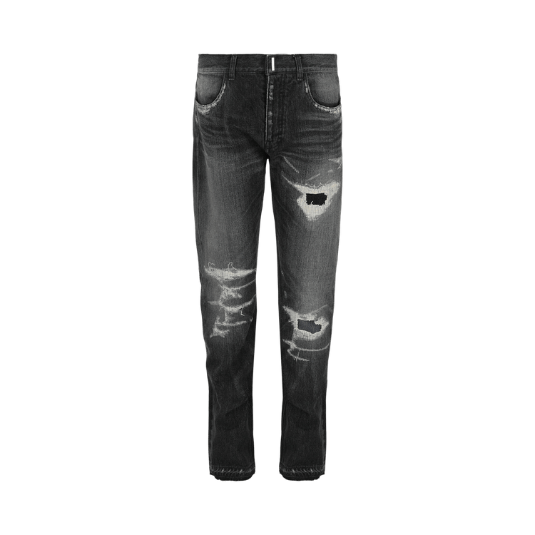 Givenchy Distressed Straight-Leg Jeans "Black"