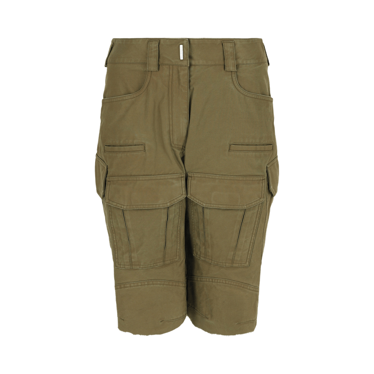Givenchy Frayed Multi-Pocket Cargo Shorts "Olive Green"