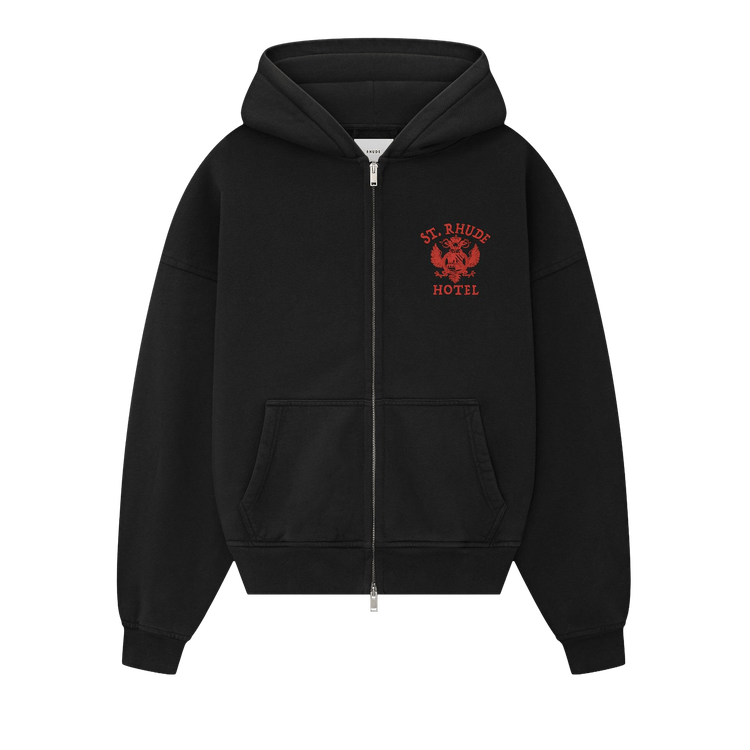 Rhude St. Rhude Seal Zip Up Hoodie "Vintage Black/Red"