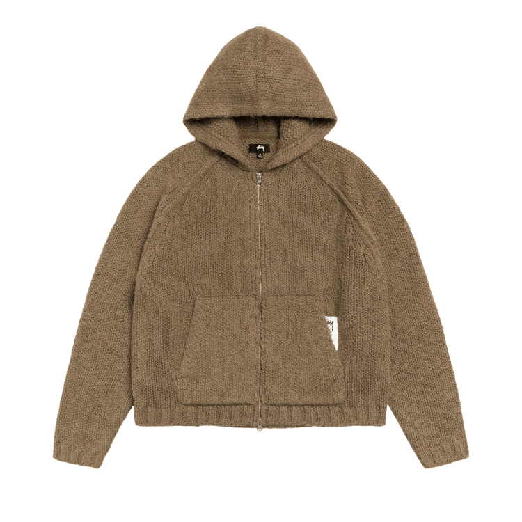 Stussy Chunky Knit Zip Hoodie "Fossil"