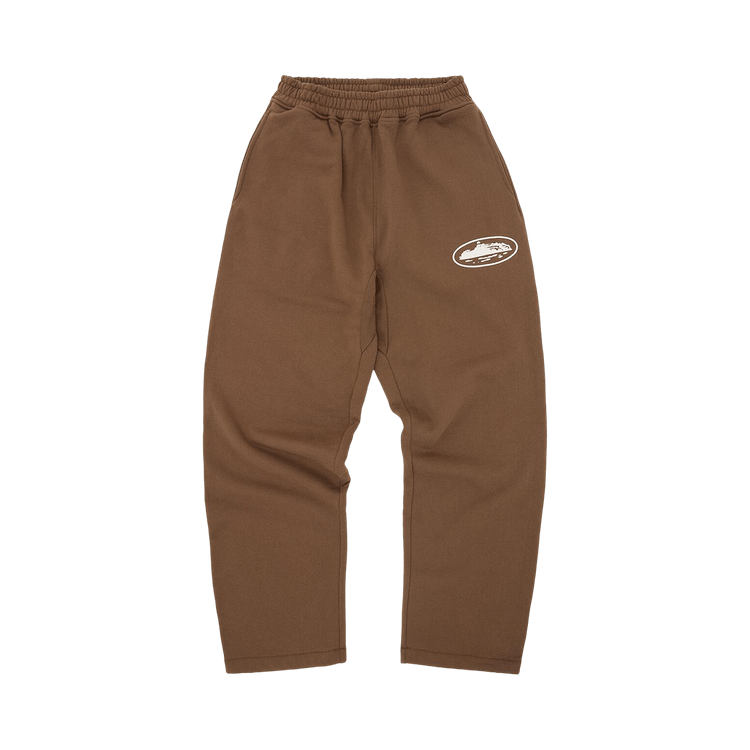 Corteiz Island Puff Print Open Hem Sweatpant "Brown"