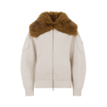 Moose Knuckles Corina Fzip Sweater "Alabaster Melange"