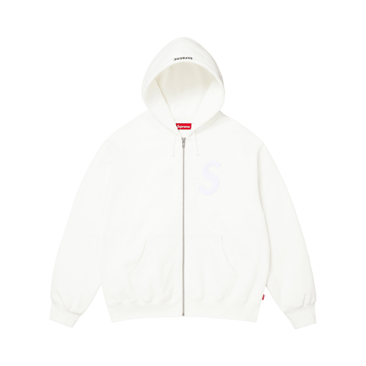 Supreme S Logo Zip Up Hooded Sweatshirt "White"