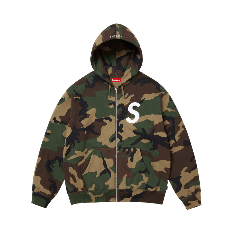 Supreme S Logo Zip Up Hooded Sweatshirt "Woodland Camo"