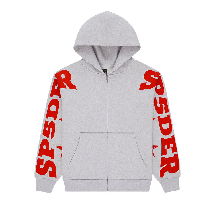 Sp5der Mx555 Zip Hoodie "Heather Grey"