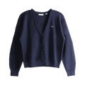 Lacoste V Neck Moss Stitch Cotton Cardigan "Navy Blue"