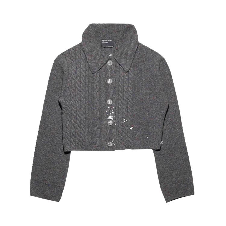 Enfants Riches Déprimés Collared Cropped Tweed Cardigan "Grey"