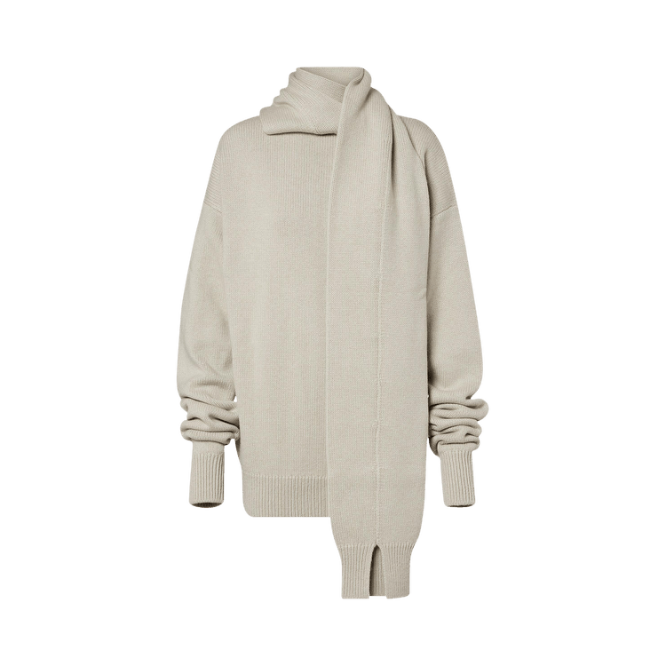 Calvin Klein Cashmere Long-Sleeve Scarf Sweater "Seed Pearl"