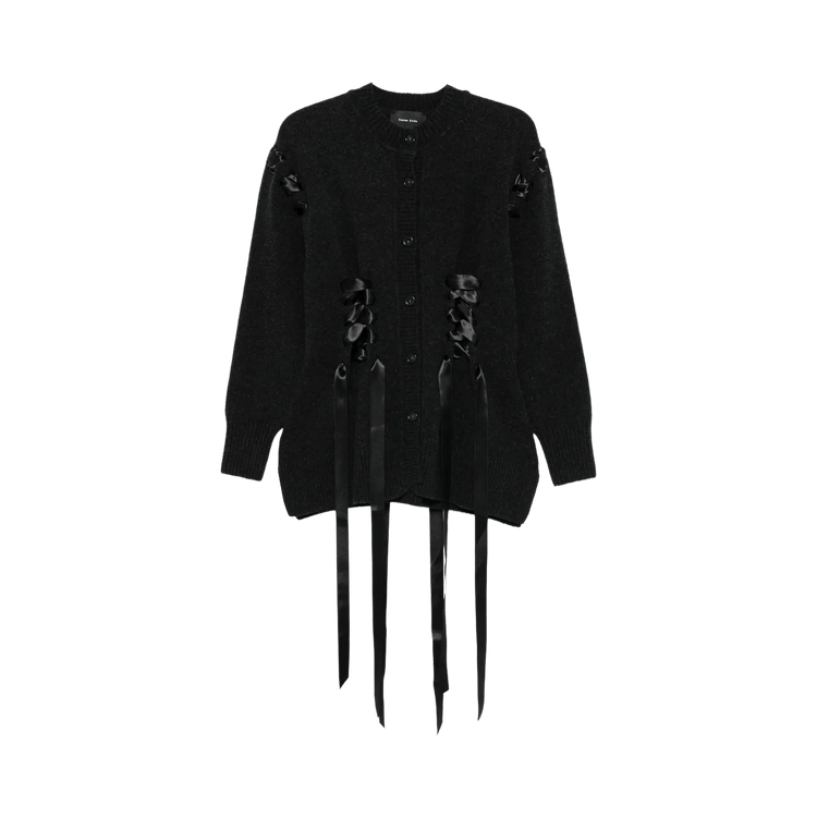 Simone Rocha Sculpted Ribbon Corset Detail Cardigan "Charcoal"