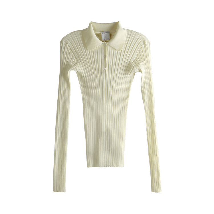 Calvin Klein Merino Rib Knit Polo Shirt "Pale Citron"
