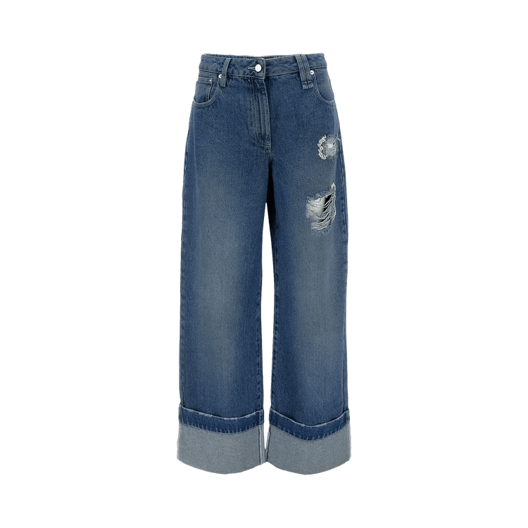 Simone Rocha Distressed Straight Leg Jeans "Blue/Pearl/Clear"