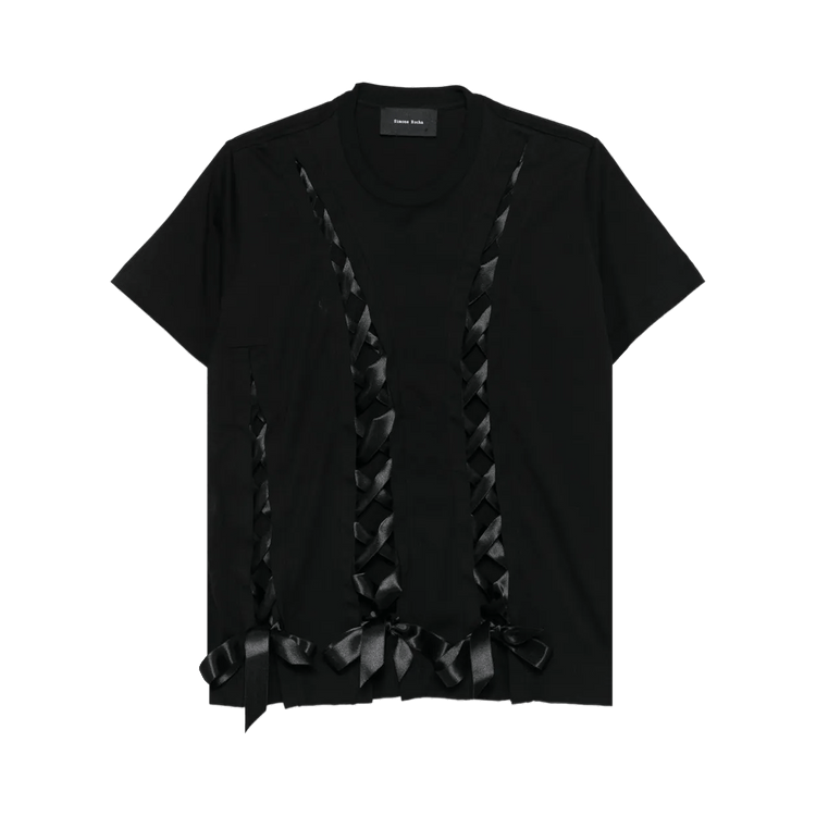Simone Rocha Unraveling Ribbon T- Shirt "Black"