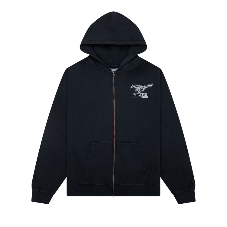 One Of These Days Mustang Cross Zip Up Hoodie "Washed Black"