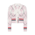 Thom Browne Argyle Intarsia Merino Wool Shrunken Cardigan "Light Pink"