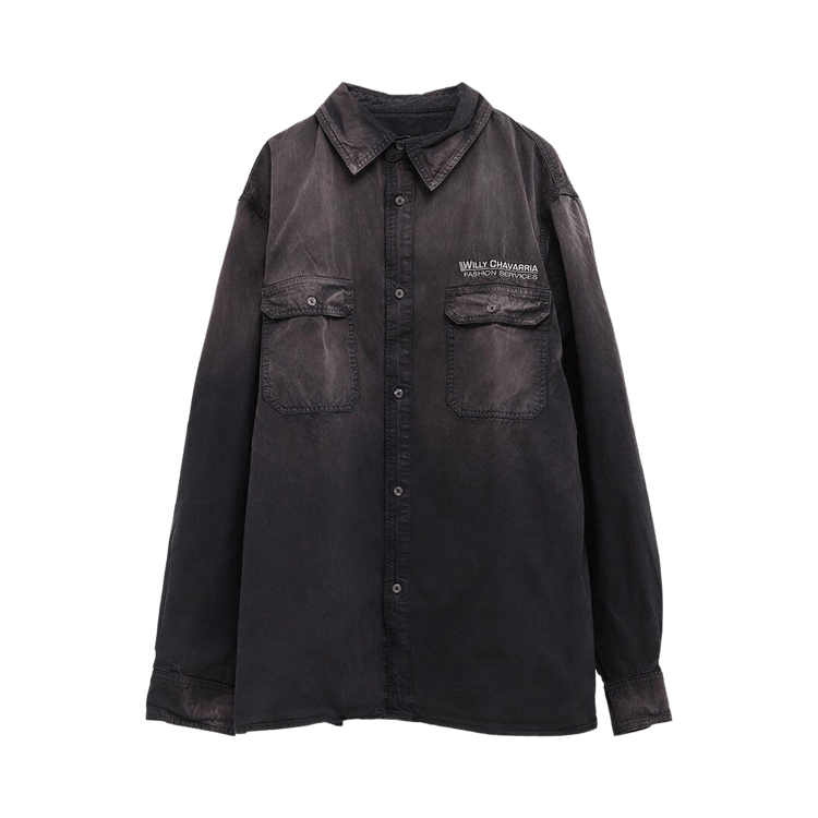 Willy Chavarria Corcoran Long-Sleeve Shirt "Black"