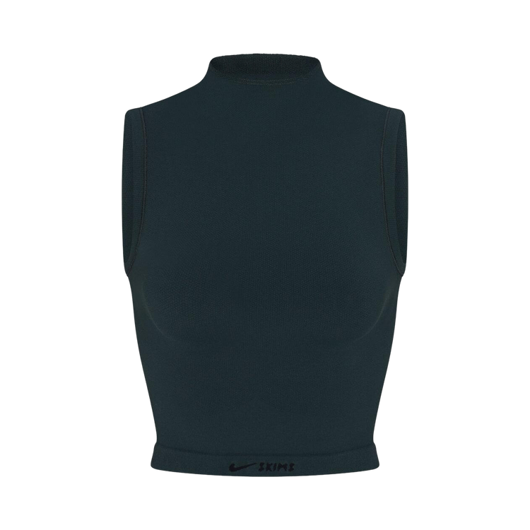 NikeSKIMS Vintage Seamless Mock-Neck Long-Line Bra "Dark Teal/Dark Teal"
