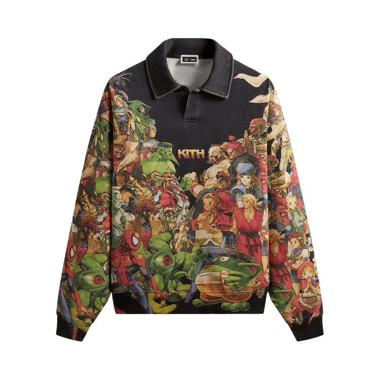 Kith x Marvel vs. Capcom Age Of Heroes Nelson Fleece Rugby "Black"