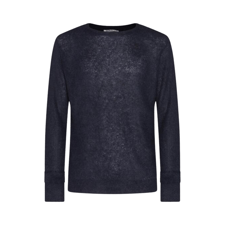 Auralee Baby Suri Alpaca Sheer Knit Pullover "Navy"