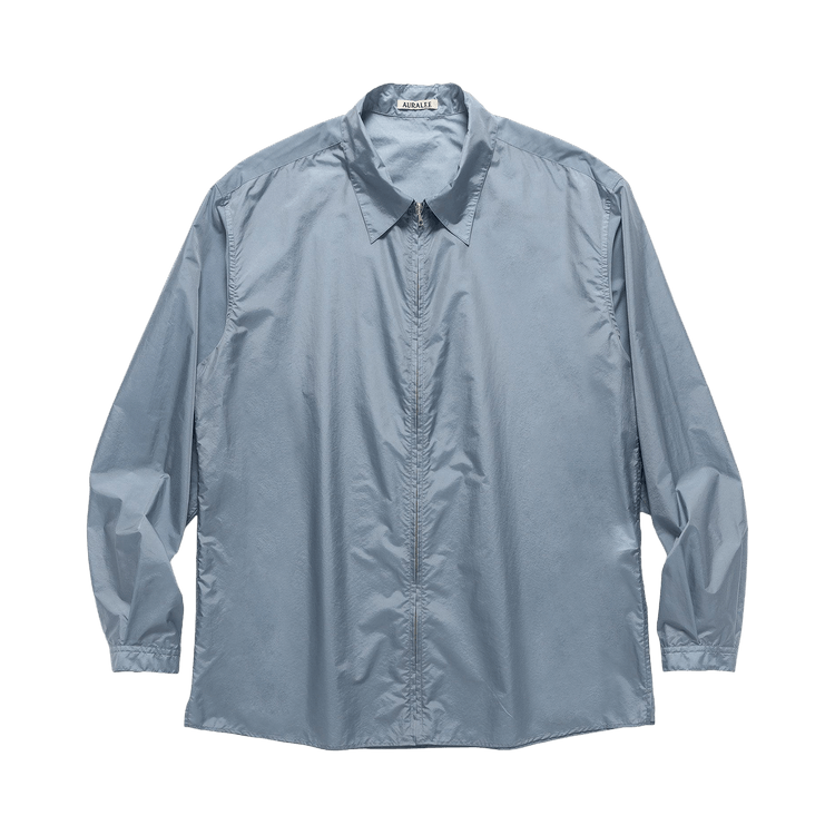 Auralee Light Nylon Zip Shirt "Blue Grey"