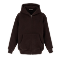 Auralee Double Cloth Heavy Wool Pile Zip Hoodie "Dark Brown"
