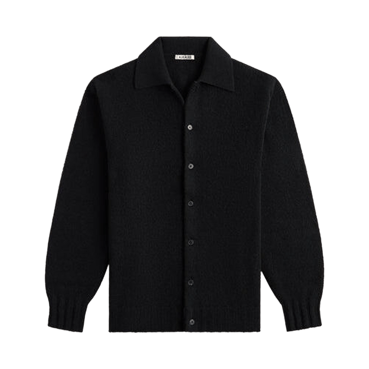 Auralee Shetland Wool Cashmere Knit Cardigan "Black"