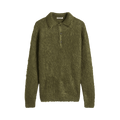 Auralee Brushed Super Kid Mohair Knit Polo "Olive"