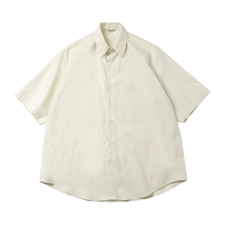 Auralee Washed Finx Twill Big Half Sleeved Shirt "Light Yellow"