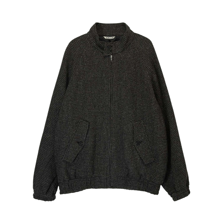 Auralee Alpaca Wool Silk Tweed Zip Blouson "Grey Brown Hairline"