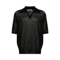 Auralee Hard Twist High Gauge Wool Silk Knit Skipper Polo "Black"