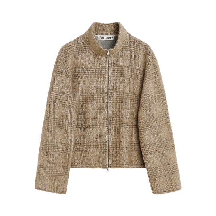 Our Legacy Shrunken Full Zip Polo "Beige Hound Check"