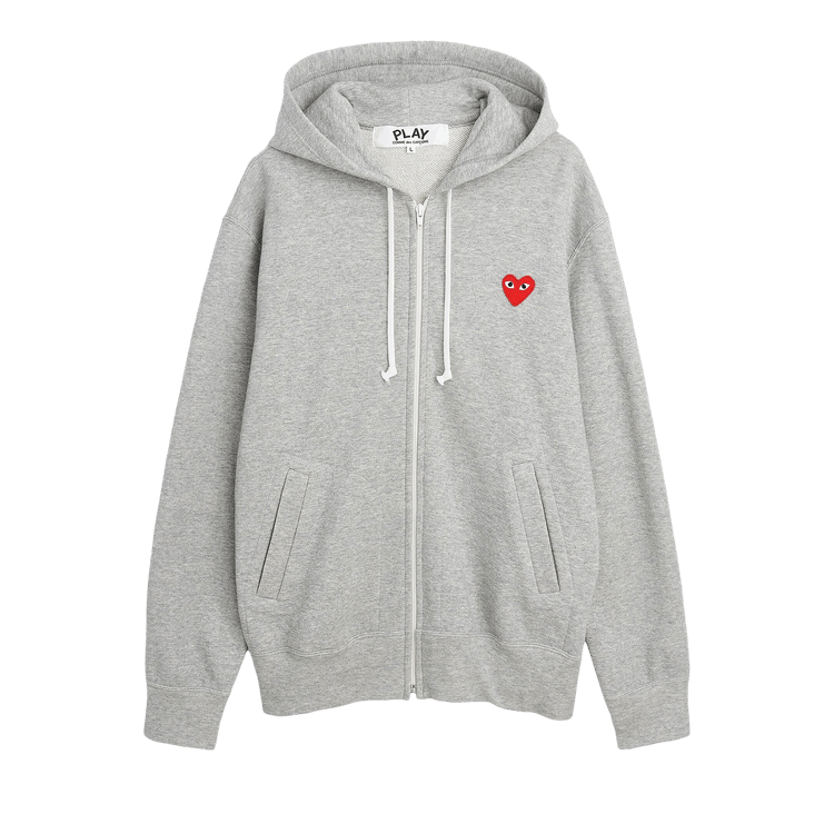 Comme des Garçons Play Small Heart Zip Hooded Sweatshirt "Grey"