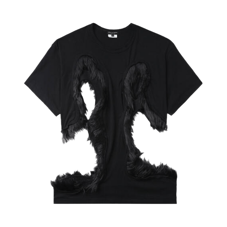 Comme des Garçons Homme Plus Fake Fur Cut Out Mesh T-Shirt "Black"