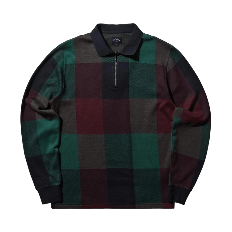 Noah Buffalo Plaid Long-Sleeve Polo "Navy/Burgundy/Green"