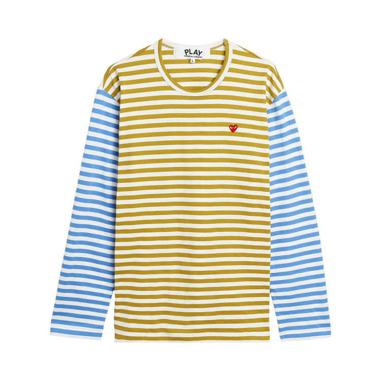 Comme des Garçons Play Mini Heart Long-Sleeve T-Shirt "Stripe Olive/Blue"