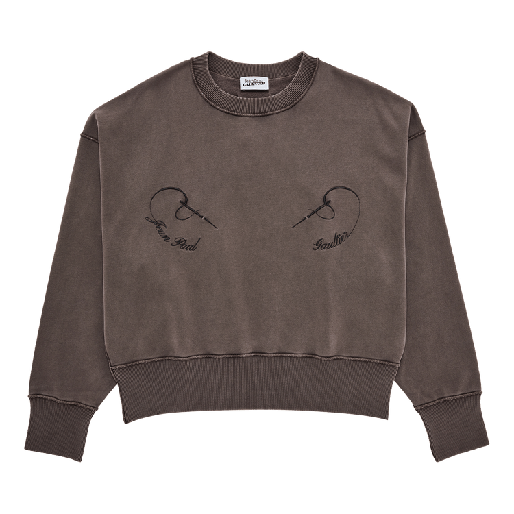 Jean Paul Gaultier Fleece Sweatshirt Embroidered Needles Jean Paul Gaultier "Dark Grey"