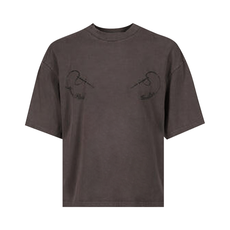 Jean Paul Gaultier Cotton Oversized Tee Embroidered Needles Jean Paul Gaultier "Dark Grey"
