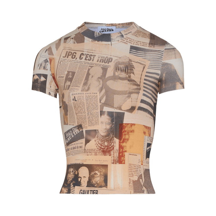 Jean Paul Gaultier Cotton Ribbed Tee Printed Journal "Ecru/Light Grey/Red"