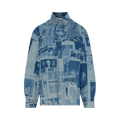 Jean Paul Gaultier Denim Shirt With Newspaper Print "Indigo/Beige"
