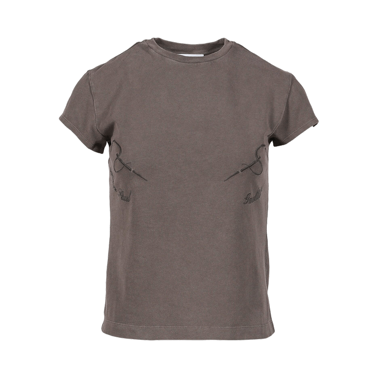 Jean Paul Gaultier Stretch Cotton Baby Tee Embroidered Needles Jean Paul Gaultier "Burgundy"