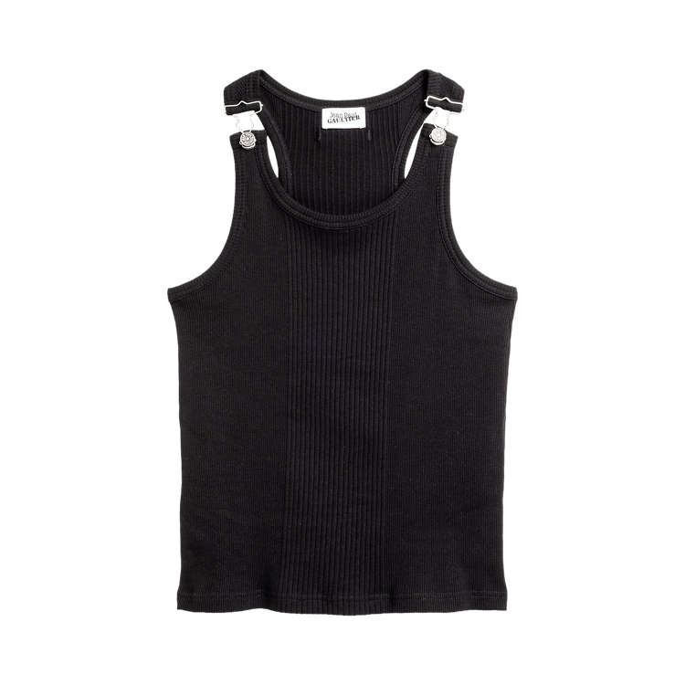 Jean Paul Gaultier Ribbed Tank Top With Overall Buckles "Black"