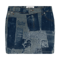 Jean Paul Gaultier Mini Skirt With Newspaper Print "Indigo/Beige"
