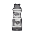 Jean Paul Gaultier Re-Edition Mesh Tanktop Short Dress Printed Eyes And Lips "Black/Grey/White"