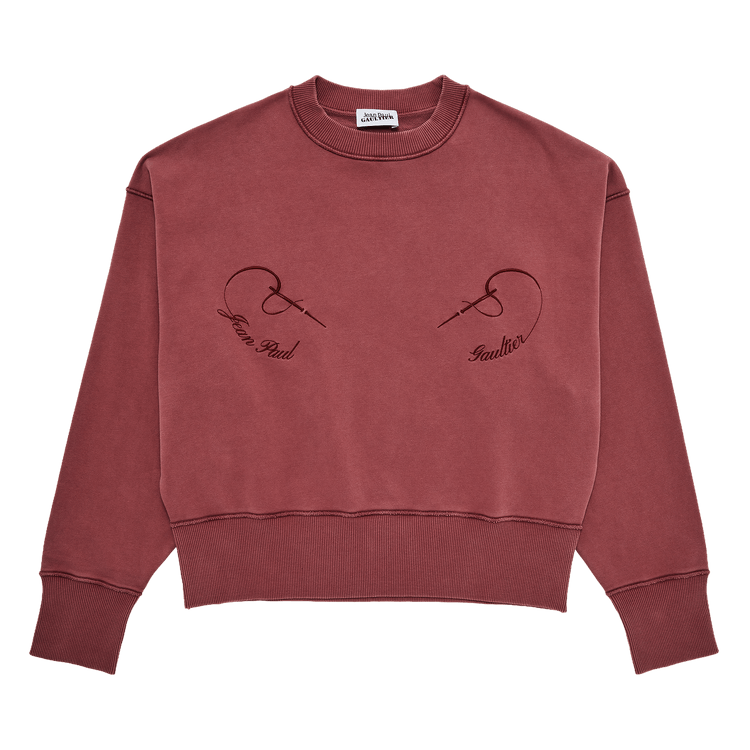 Jean Paul Gaultier Fleece Sweatshirt Embroidered Needles Jean Paul Gaultier "Burgundy"