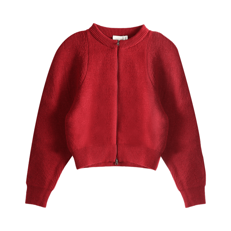 Amomento Cut Out Rounded Cardigan "Red"